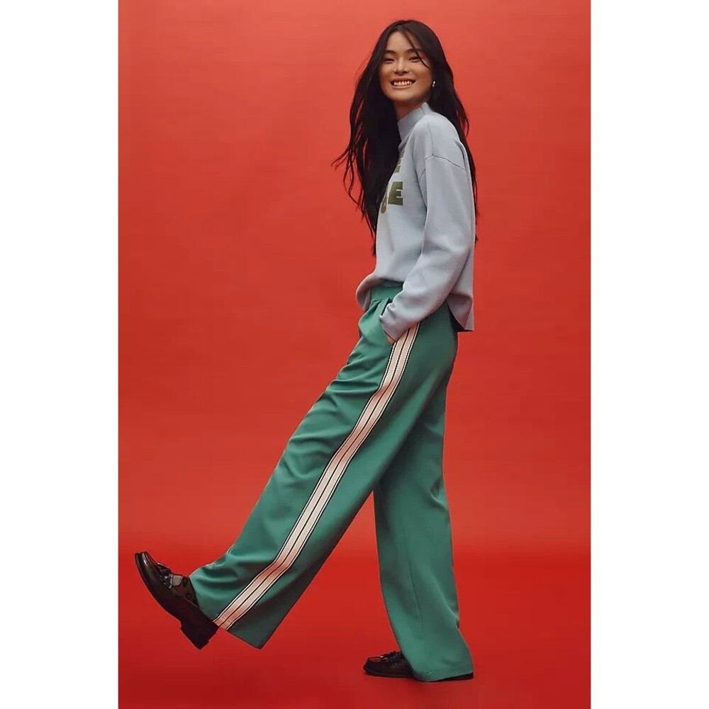 Bishop + Young x Anthropologie Medium Green side stripe track pants